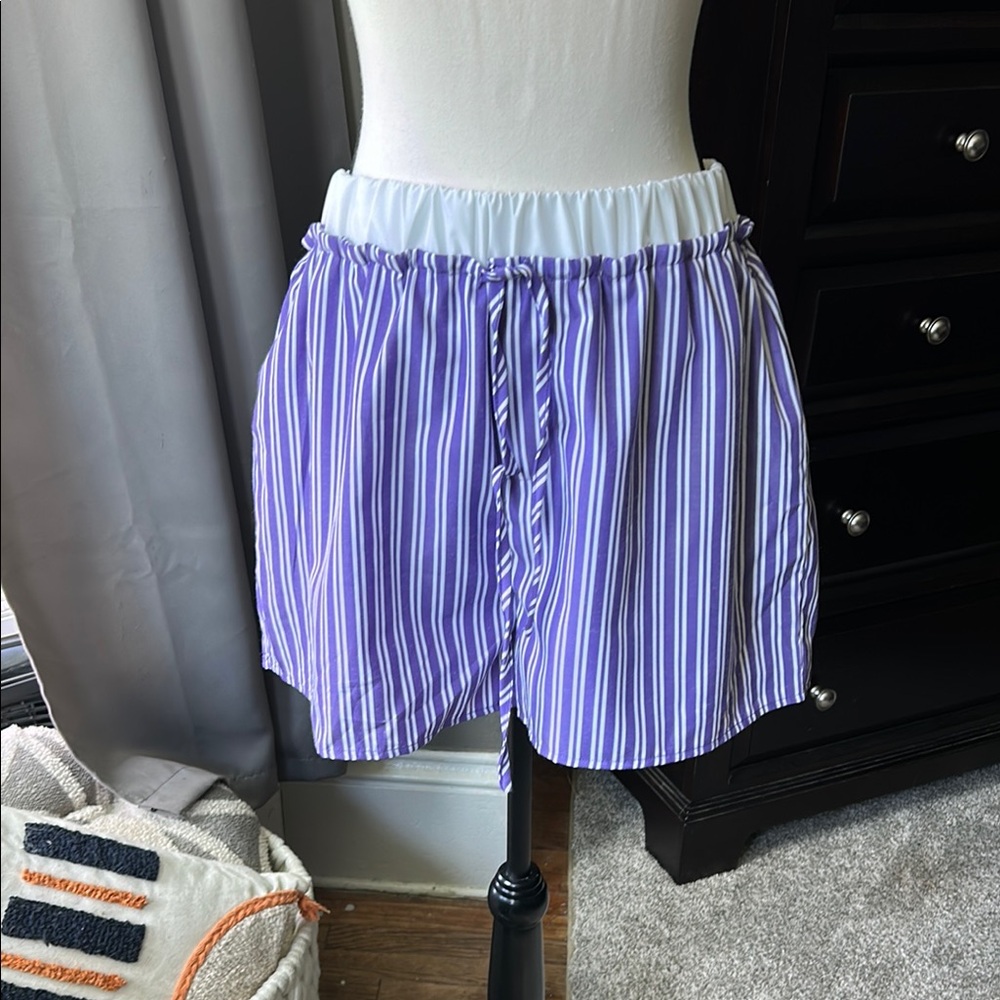 Purple Striped Women's Shorts